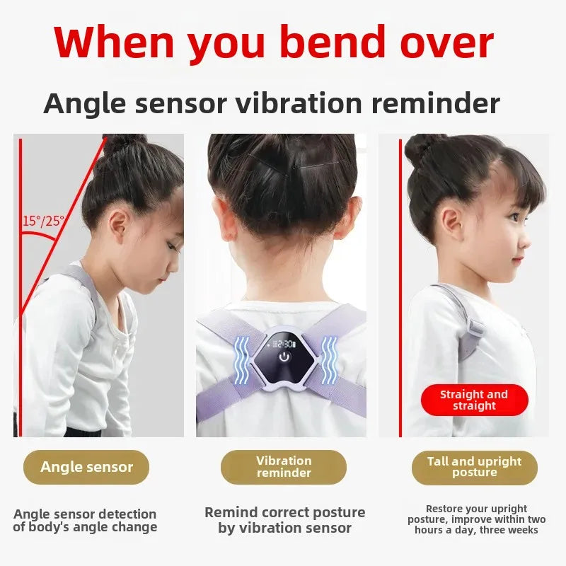 Direct From Manufacturer LCD Smart Posture Corrector Timing Counting Voice Prompt Back Posture Correction Brace For Children