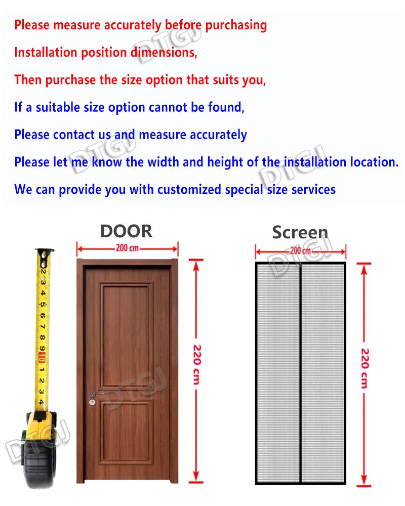 Magnetic Door Screen Custom Size Mosquito Net Curtain Fly Insect Automatic Closing Invisible Mesh For Kitchen indoor living room