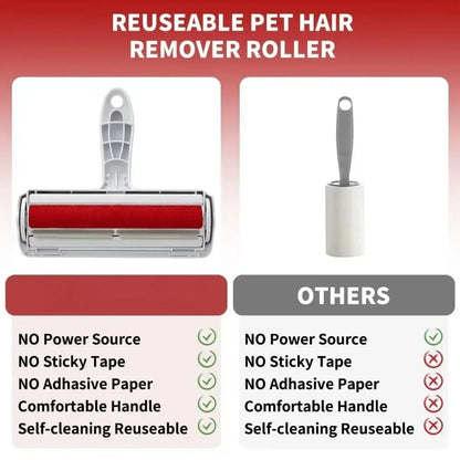 Portability Roller Pet Hair Remover 2-Way Reusable Lint Brush Plastics Furniture Dog and Cat Surface Hair Removal Tool