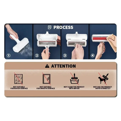 Portability Roller Pet Hair Remover 2-Way Reusable Lint Brush Plastics Furniture Dog and Cat Surface Hair Removal Tool