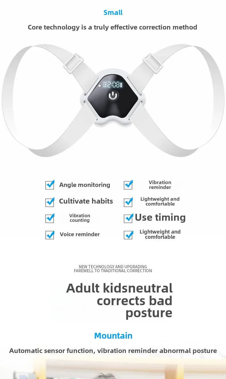 Direct From Manufacturer LCD Smart Posture Corrector Timing Counting Voice Prompt Back Posture Correction Brace For Children