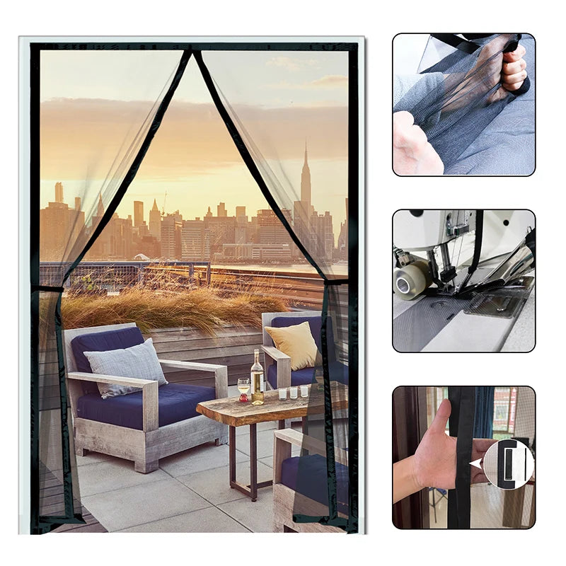 Magnetic Door Screen Custom Size Mosquito Net Curtain Fly Insect Automatic Closing Invisible Mesh For Kitchen indoor living room