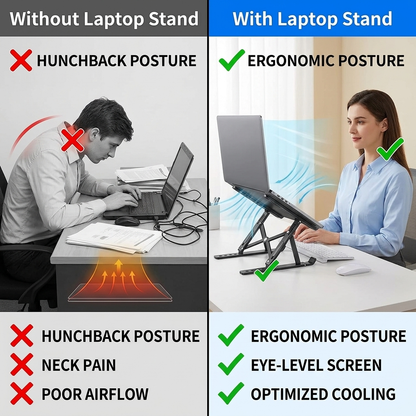 Portable Adjustable Aluminum Laptop Stand – Foldable Ergonomic Cooling Riser