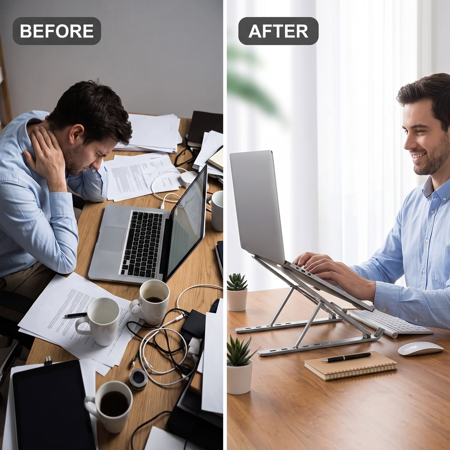 Portable Adjustable Aluminum Laptop Stand – Foldable Ergonomic Cooling Riser