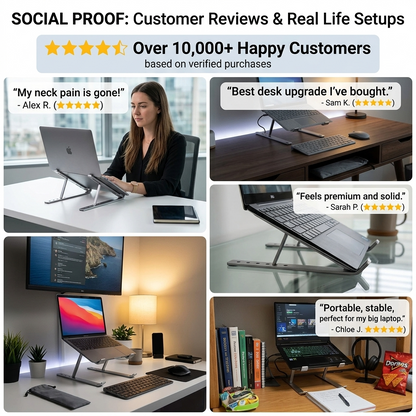 Portable Adjustable Aluminum Laptop Stand – Foldable Ergonomic Cooling Riser